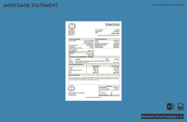 Beispielansicht eines Hypothekenauszugs der Zentralbank von Liberia (Word- und PDF-Format)